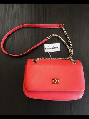 Sam Edelman Coral Orange-Red Chain-Strap Crossbody Shoulder Bag NWT